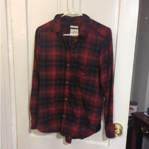 American Eagle Outfitters Red and Black Checkered Shirt